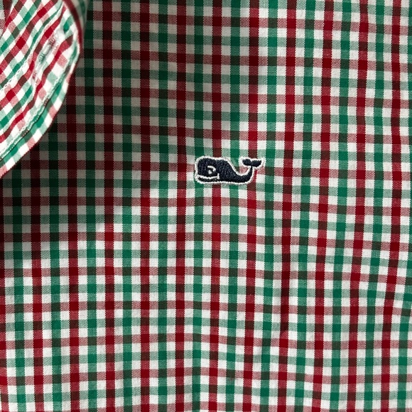 Vineyard Vines Boys Red Green checked Long Sleeve Button Down size 16. Holiday - Picture 5 of 7